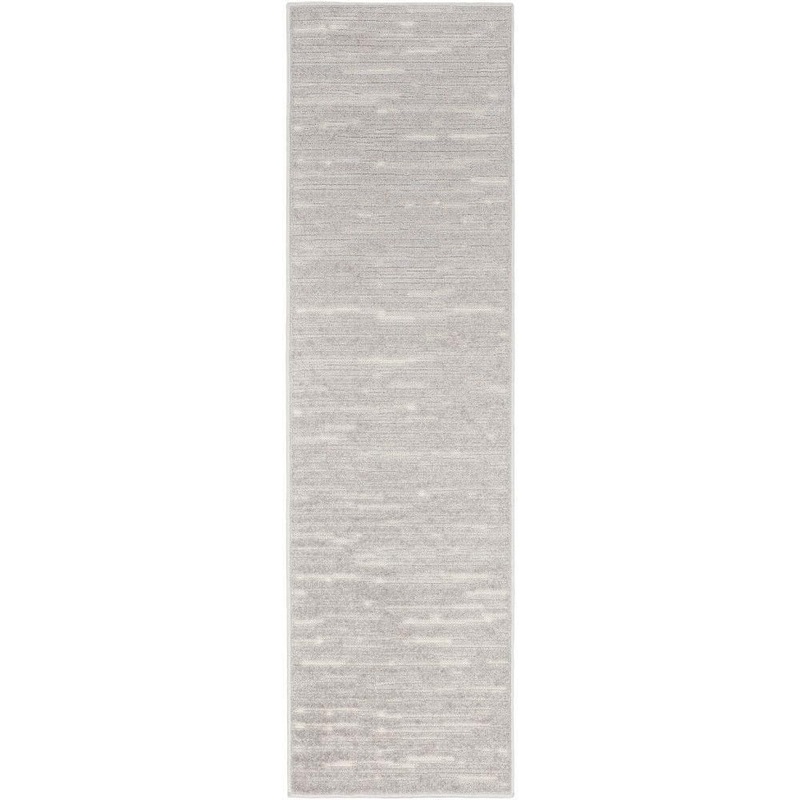 Nourison Casual Light Grey 2 ft. x 6 ft. Abstract Contemporary Runner Area Rug 984883