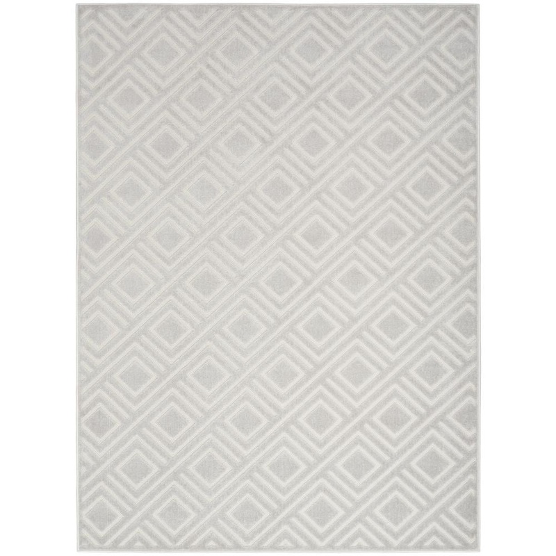 Nourison Casual Light Grey 5 ft. x 7 ft. Checker Contemporary Area Rug 984432