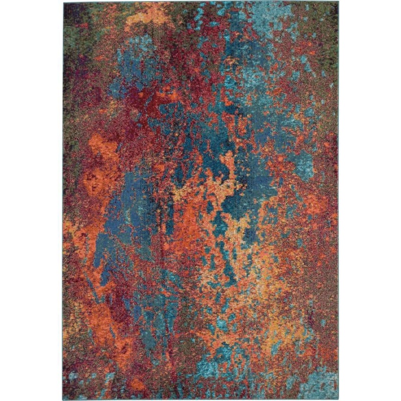 Nourison Celestial Atlantic Blue 8 ft. x 11 ft. Abstract Modern Area Rug 366740