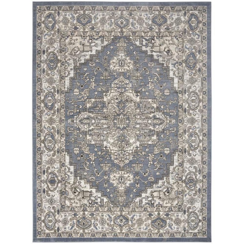 Nourison Concerto Blue 5 ft. x 7 ft. Center medallion Transitional Area Rug 933409