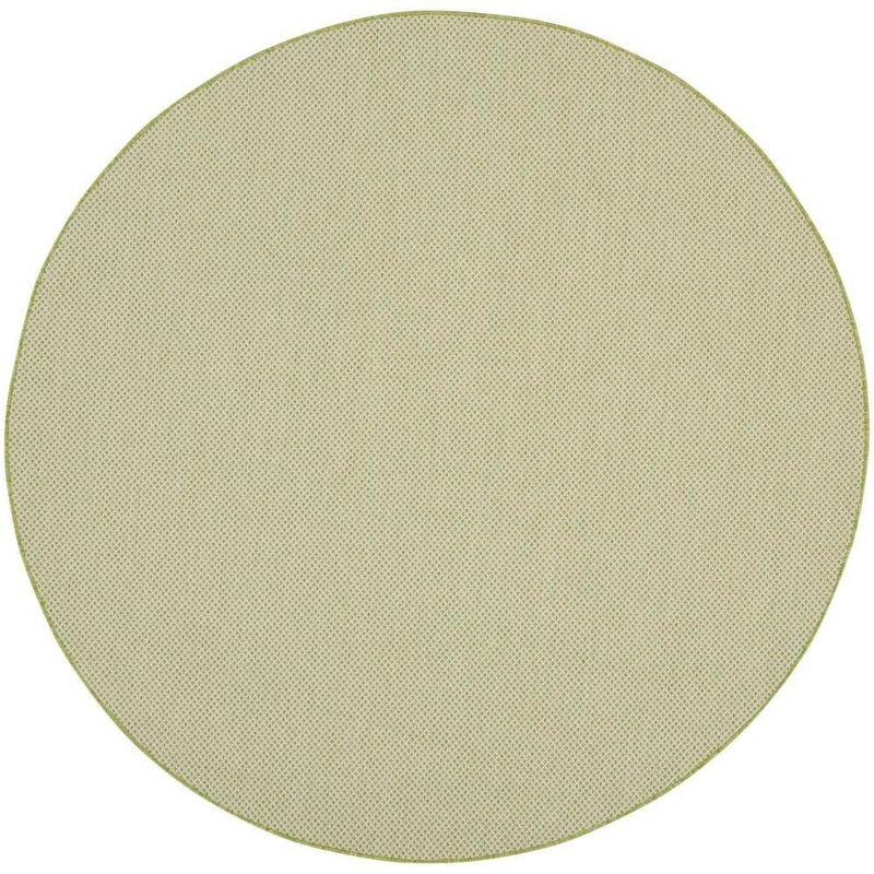 Nourison Courtyard Ivory Green 6 ft. x 6 ft. Round Solid Geometric Contemporary Indoor/Outdoor Area Rug 162526