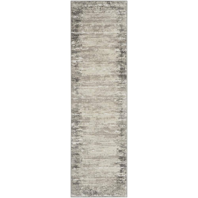 Nourison Cyrus Ivory/Grey 2 ft. x 8 ft. Abstract Contemporary Kitchen Runner Area Rug 795809