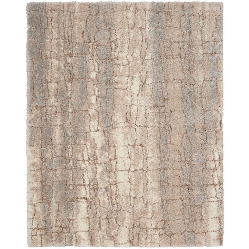 Nourison Dreamy Shag Ivory Beige 7 ft. x 9 ft. Abstract Contemporary Area Rug 008503
