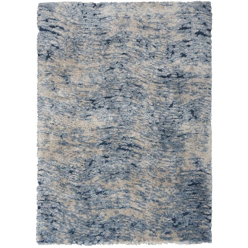 Nourison Dreamy Shag Light Blue 4 ft. x 6 ft. All-over design Contemporary Area Rug 893369