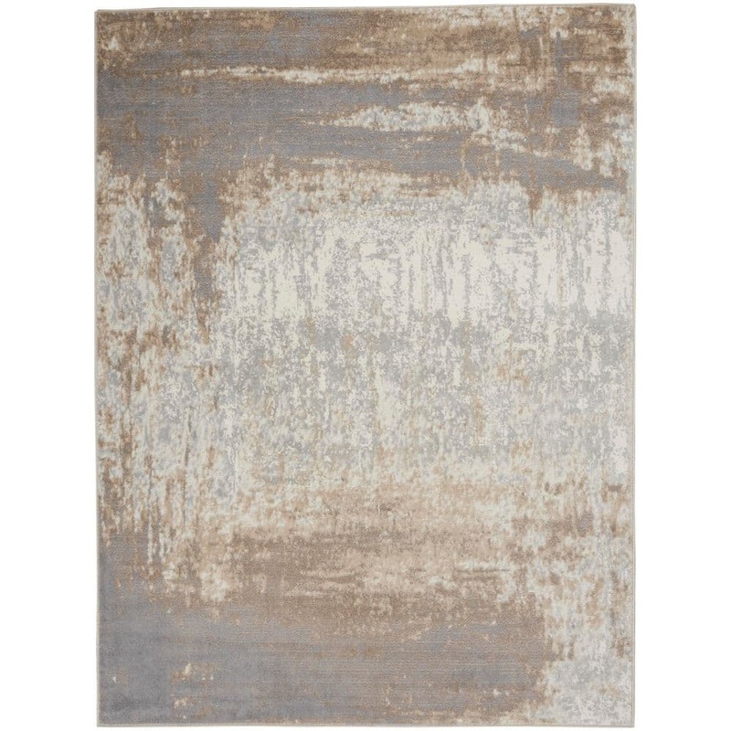 Nourison Elation Grey Ivory 5 ft. x 7 ft. Abstract Geometric Area Rug 840714