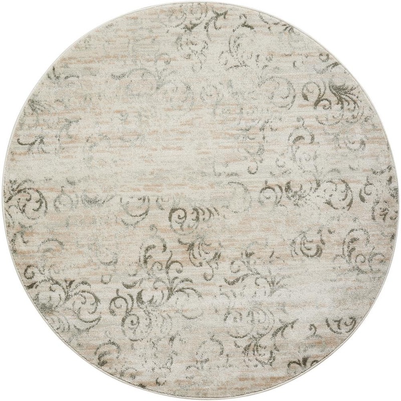 Nourison Euphoria Bone 5 ft. x 5 ft. Global Transitional Round Area Rug 366122