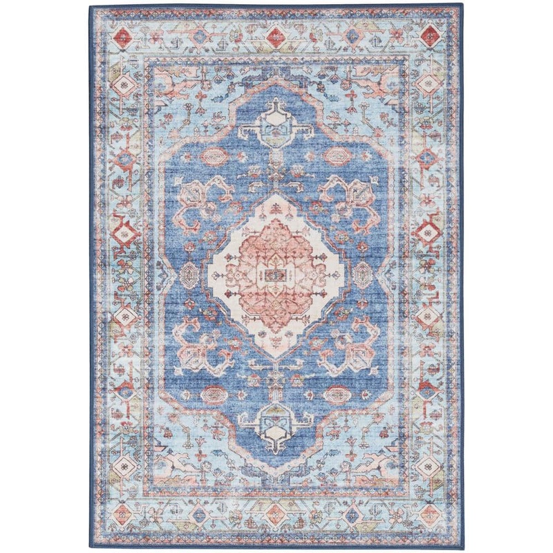 Nourison Fulton Blue  doormat 2 ft. x 3 ft. Vintage Persian Traditional Kitchen Area Rug 899996