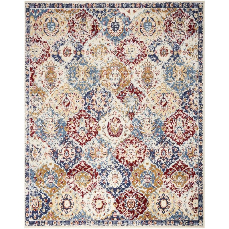 Nourison Grafix Blue Multicolor 6 ft. x 9 ft. Medallion Traditional Area Rug 900456