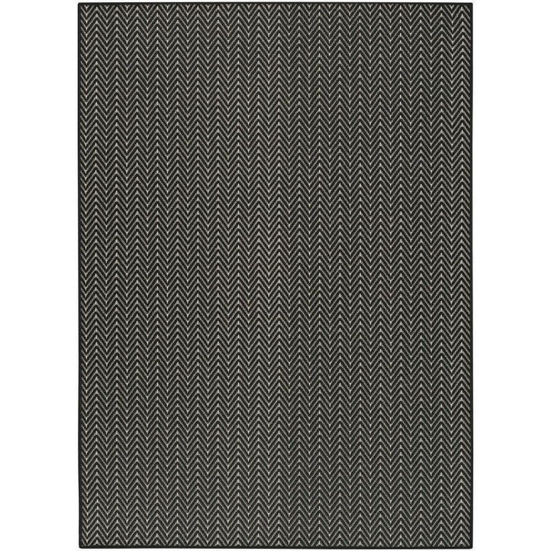 Nourison Horizon Black 6 ft. x 9 ft. Indoor/Outdoor Geometric Contemporary Area Rug 126721