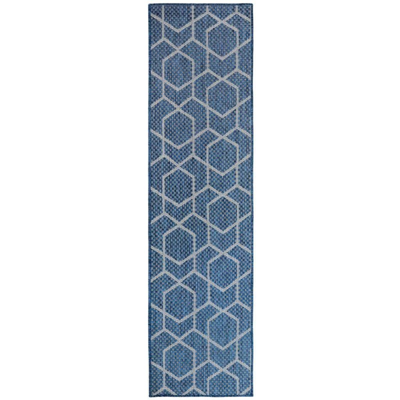Nourison Horizon Denim 2 ft. x 6 ft. Indoor/Outdoor All-Over Design Contemporary Runner Area Rug 126578