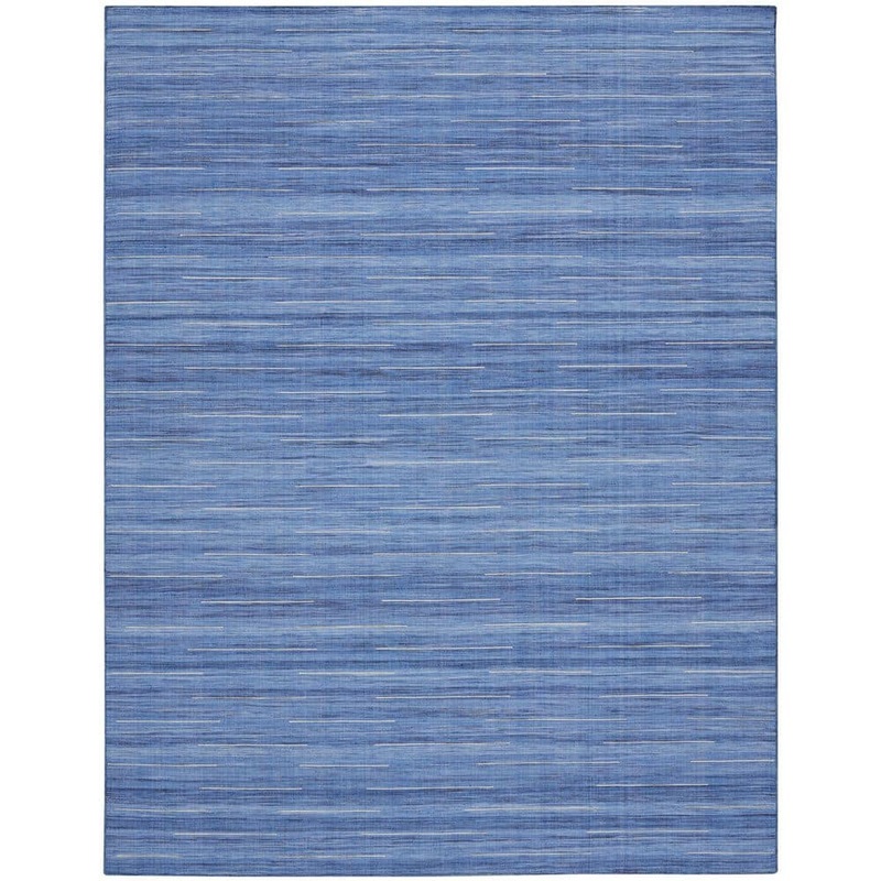 Nourison Interweave Denim 10 ft. x 14 ft. Solid Ombre Geometric Modern Area Rug 113191