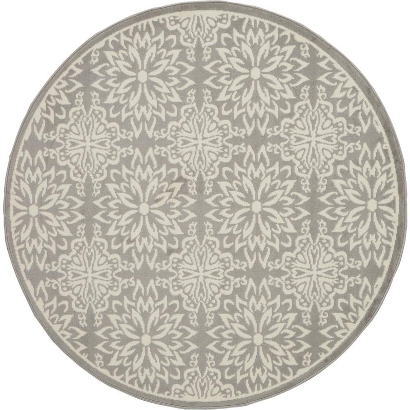 Nourison Jubilant Ivory/Gray 5 ft. x 5 ft. Moroccan Round Area Rug 478375
