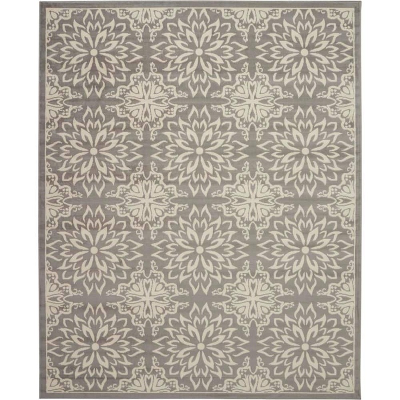 Nourison Jubilant Ivory/Grey 7 ft. x 10 ft. Floral Transitional Area Rug 785251