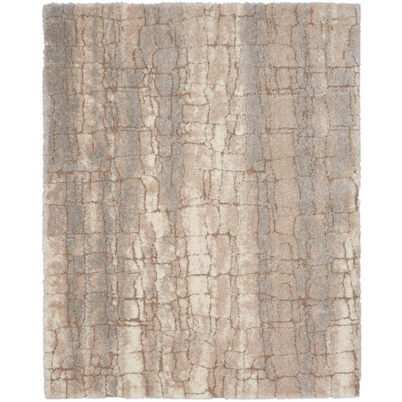 Nourison Luxurious Shag Ivory Beige 7 ft. x 9 ft. Abstract Contemporary Area Rug 009678