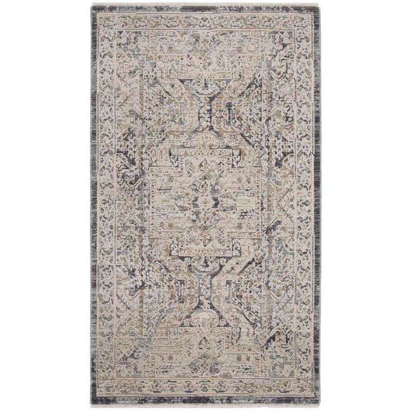 Nourison Lynx Ivory Charcoal 3 ft. x 5 ft. All-Over Design Transitional Area Rug 082602