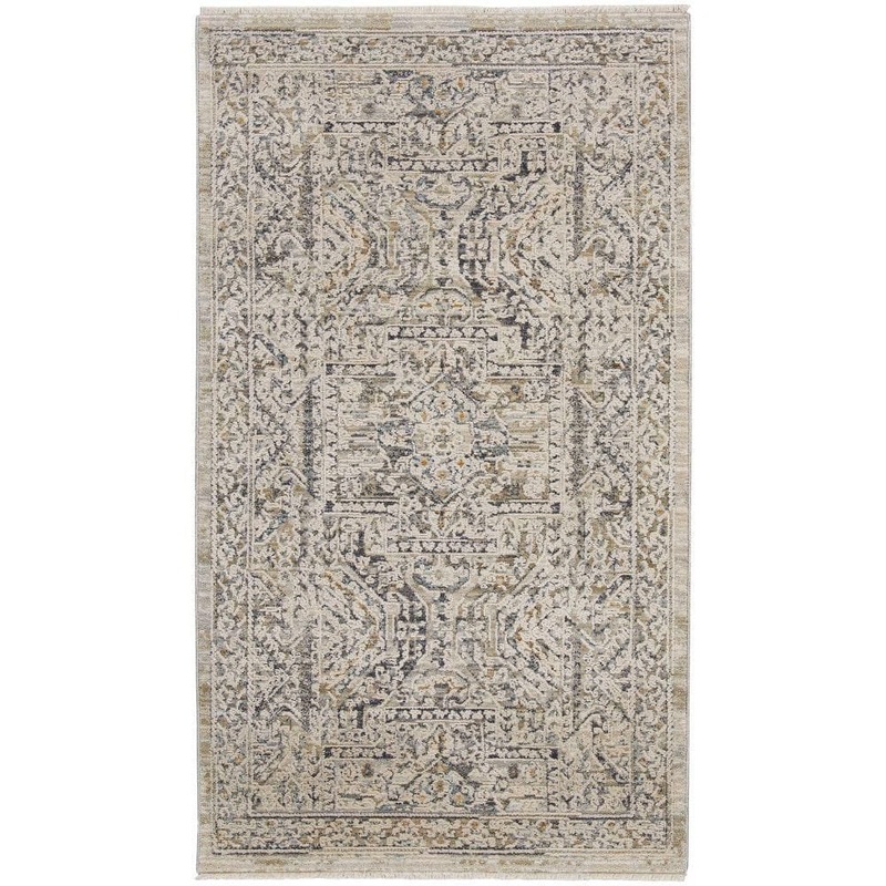 Nourison Lynx Ivory/Grey/Blue 3 ft. x 5 ft. All-Over Design Transitional Area Rug 082152