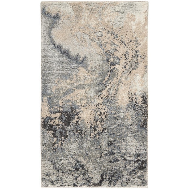 Nourison Maxell Grey 3 ft. x 5 ft. Abstract Contemporary Kitchen Area Rug 819543
