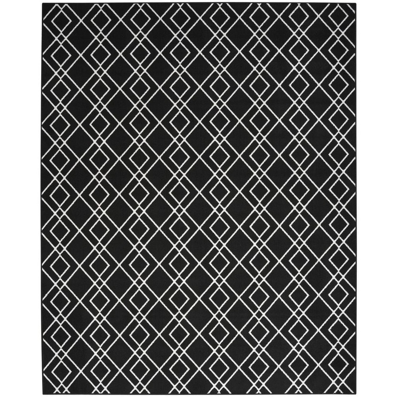 Nourison Modern Lines Black 8 ft. x 10 ft. Geometric Contemporary Area Rug 088628