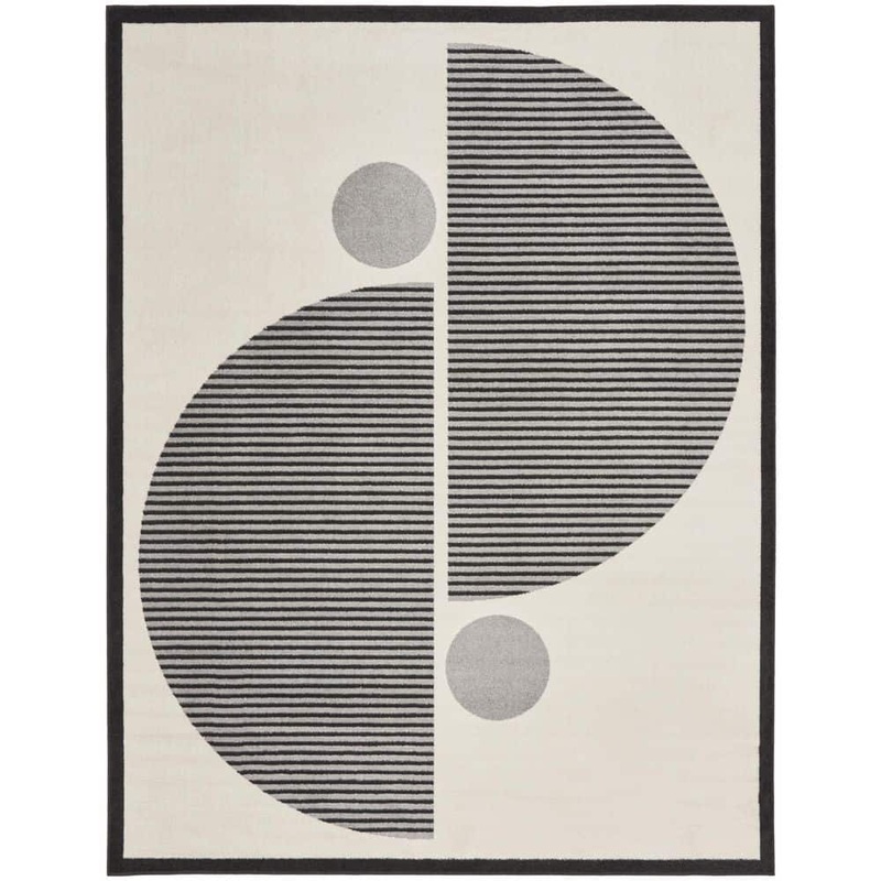 Nourison Modern Passion Ivory/Black 8 ft. x 10 ft. Geometric Contemporary Area Rug 107190