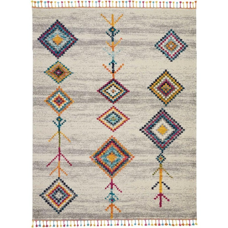 Nourison Moroccan Casbah Cream/Grey 7 ft. x 10 ft. Moroccan Transitional Area Rug 463265