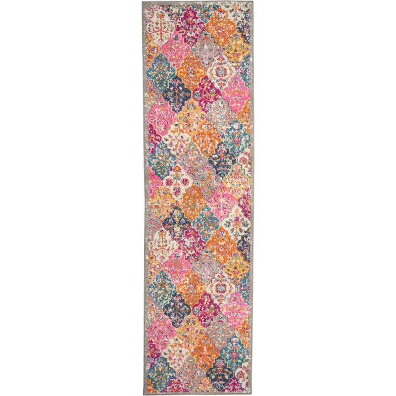 Nourison Passion Multicolor 2 ft. x 8 ft. Diamond Geometric Modern Kitchen Runner Area Rug 717375