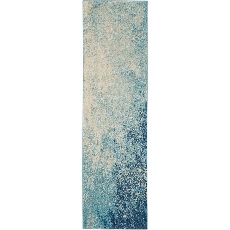 Nourison Passion Navy Light Blue 2 ft. x 8 ft. Abstract Contemporary Kitchen Runner Area Rug 735430