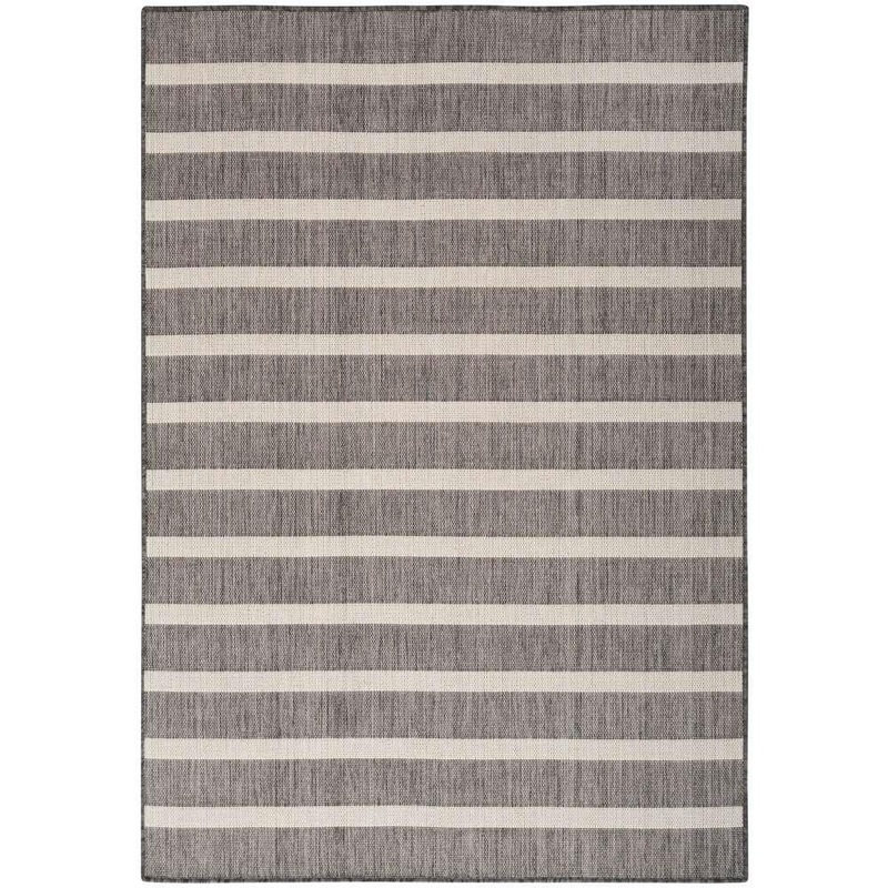 Nourison Positano Charcoal Ivory 6 ft. x 9 ft. Stripes Contemporary Area Rug 903587