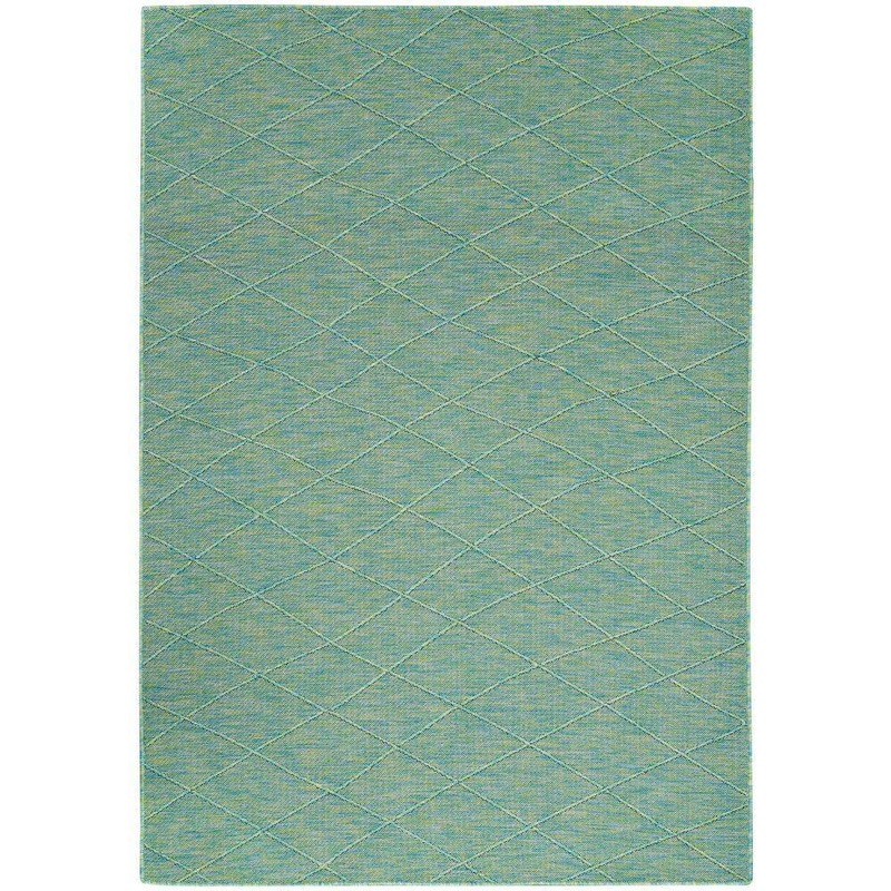 Nourison Practical Solutions Blue Green 7 ft. x 10 ft. Diamond Contemporary Area Rug 939784