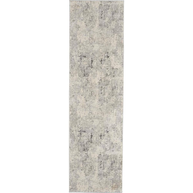 Nourison Rustic Textures Grey/Beige 2 ft. x 8 ft. Abstract Contemporary Kitchen Runner Area Rug 496249