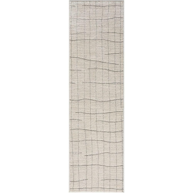 Nourison Santa Cruz Ivory Grey 2 ft. x 8 ft. Abstract Contemporary Runner Area Rug 946171