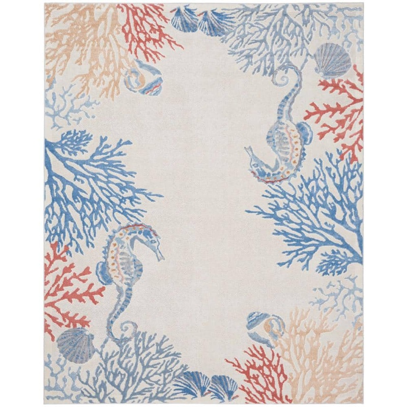 Nourison Seaside Ivory/Multi 8 ft. x 10 ft. Nature-Inspired Contemporary Area Rug 874580