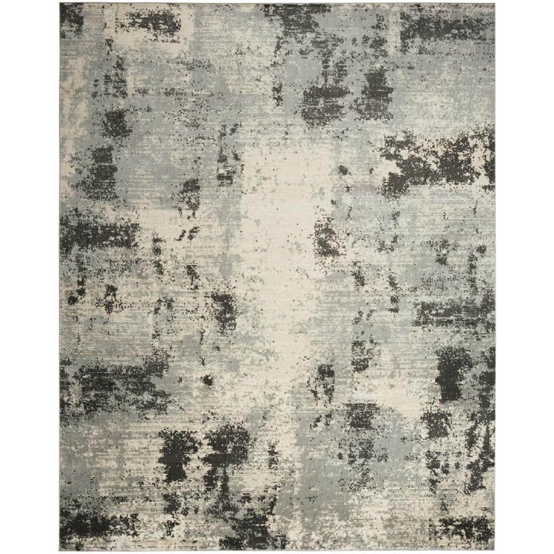 Nourison Serenity Home Ivory Grey 5 ft. x 7 ft. Abstract Contemporary Area Rug 918895