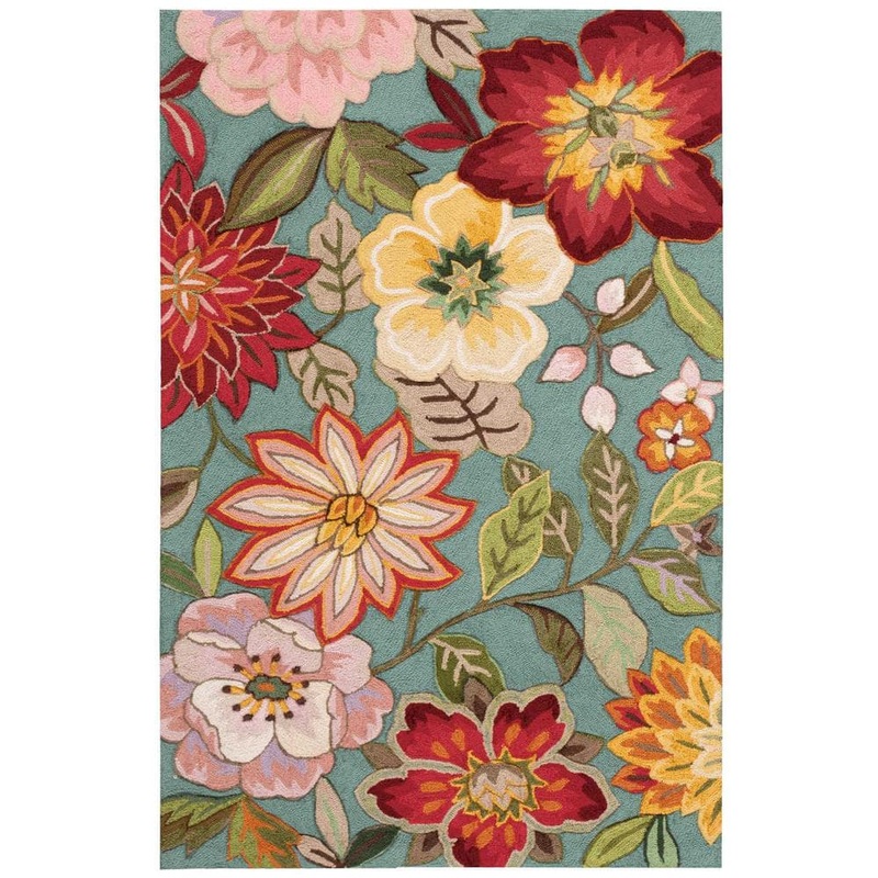 Nourison Spring Blossom Aqua 4 ft. x 6 ft. Floral Contemporary Area Rug 104427
