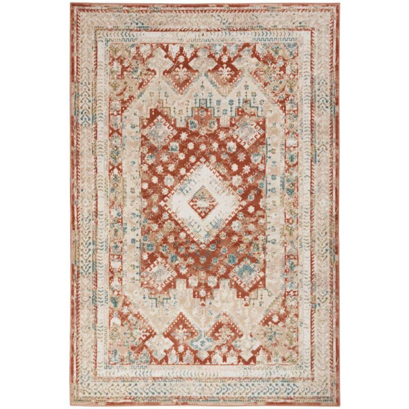 Nourison Thalia Rust Multicolor 6 ft. x 9 ft. Geometric Modern Transitional Area Rug 078599