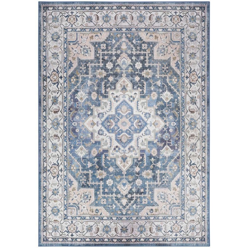 Nourison Vintage Home Ivory Blue 4 ft. x 6 ft. Center medallion Traditional Area Rug 931795