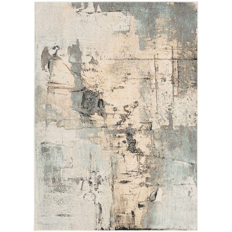 Nourison Washable Decor Blue 5 ft. x 7 ft. Abstract Contemporary Area Rug 992871