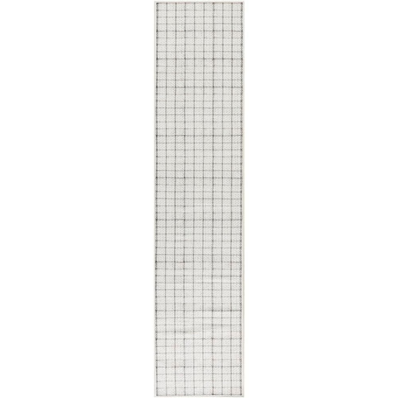 Nourison Washables Ivory 2 ft. x 10 ft. Geometric Contemporary Runner Area Rug 912862