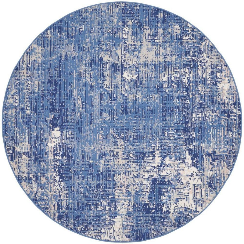 Nourison Whimsicle Blue Ivory 8 ft. x 8 ft. Abstract Round Area Rug 832887