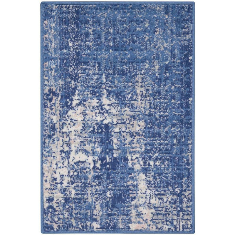 Nourison Whimsicle Blue Ivory doormat 2 ft. x 3 ft. Abstract Contemporary Kitchen Area Rug 832795