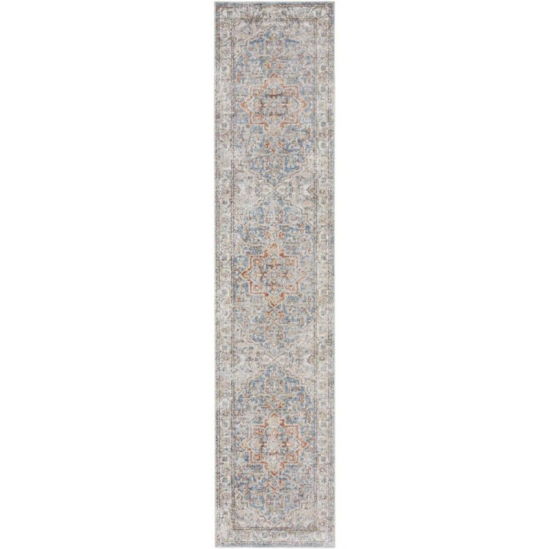 Nourison Astra Machine Washable Denim Multicolor 2 ft. x 12 ft. Distressed Traditional Runner Area Rug 126313