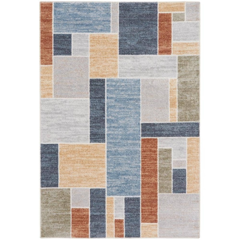 Nourison Astra Machine Washable Multicolor 2 ft. x 4 ft. Paneled Contemporary Area Rug 122094