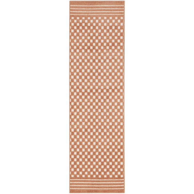 Nourison Casual Copper 2 ft. x 6 ft. Checker Contemporary Runner Area Rug 983350