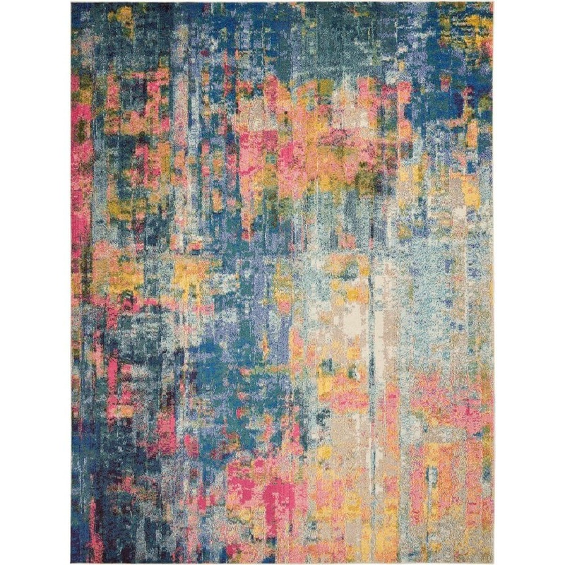 Nourison Celestial Blue/Yellow 10 ft. x 14 ft. Abstract Contemporary Area Rug 800688