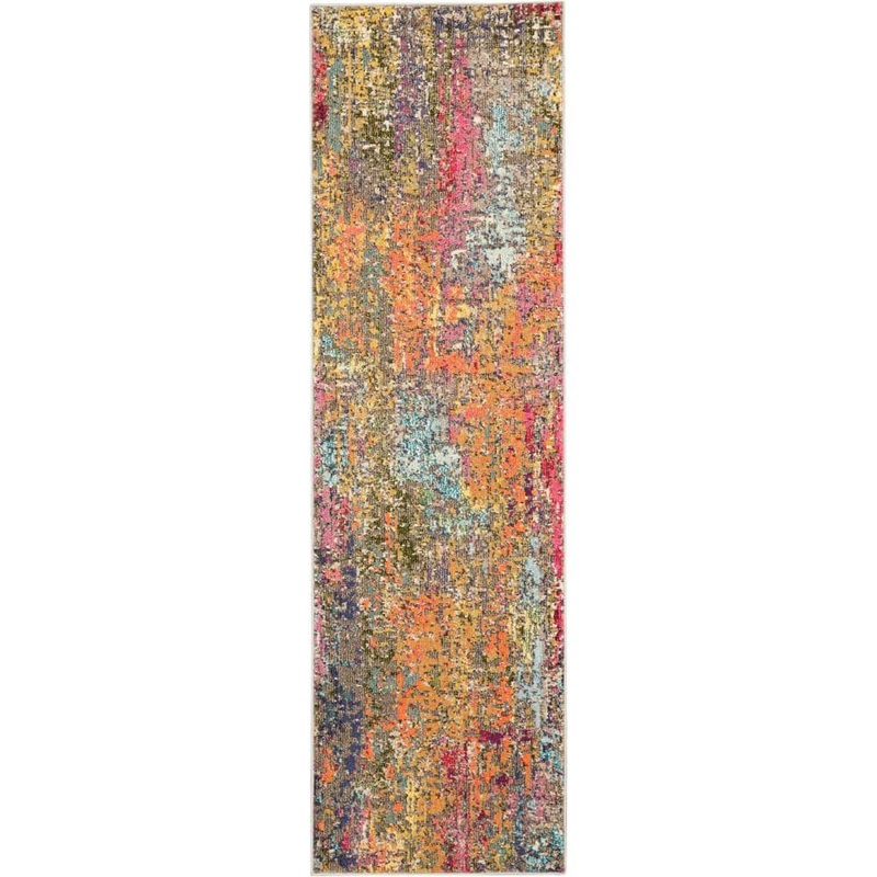 Nourison Celestial Sunset Multicolor 2 ft. x 6 ft. Abstract Bohemian Kitchen Runner Area Rug 483102