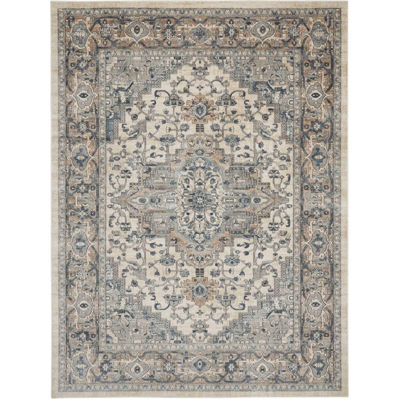 Nourison Concerto Ivory Grey 12 ft. x 15 ft. Center medallion Traditional Area Rug 956736