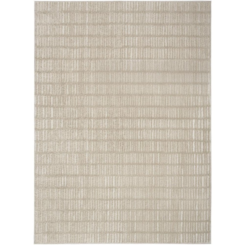 Nourison Cozy Modern Grey Ivory 5 ft. x 7 ft. Linear Contemporary Area Rug 942159