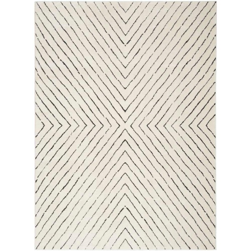 Nourison Cozy Modern Ivory Black 4 ft. x 6 ft. Abstract Contemporary Area Rug 942074