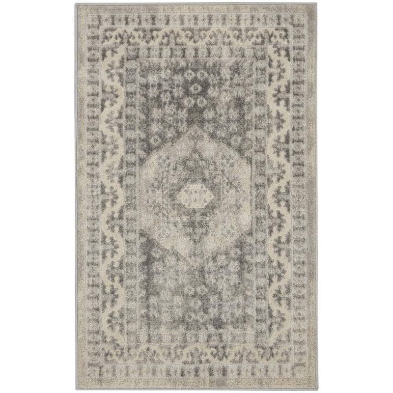 Nourison Cyrus Ivory  doormat 3 ft. x 4 ft. Center Medallion Traditional Kitchen Area Rug 843456
