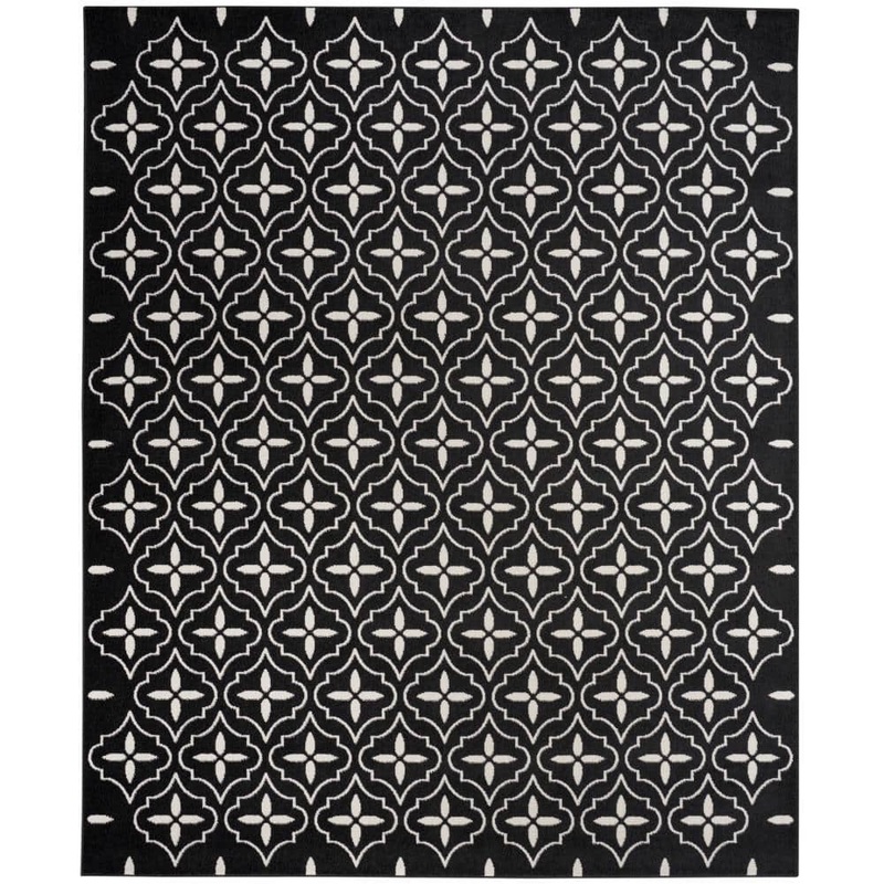 Nourison Essentials Black Ivory 8 ft. x 10 ft. Moroccan Contemporary Area Rug 940711