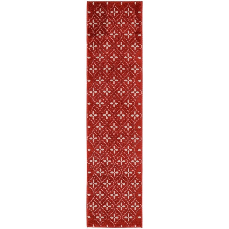 Nourison Essentials Brick Ivory 2 ft. x 8 ft. Moroccan Contemporary Runner Area Rug 940926